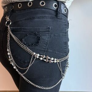 Hand Made,1 of a Kind Silver Layered Belt Chain